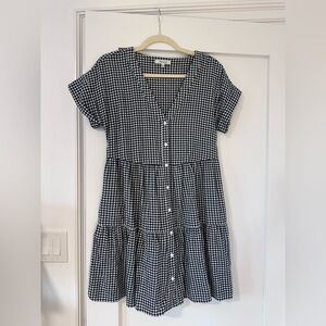 Madewell Black and White Gingham Midi Dress